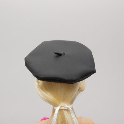 Zuru Mini Brands Fashions Doll Size Beret Hat Black Vinyl Pleather Like Series 3