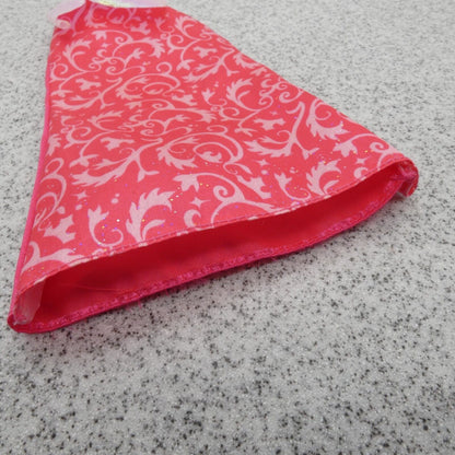 Barbie Doll Size Skirt Red Full Length Glittery Elastic Waist Nylon Fabric