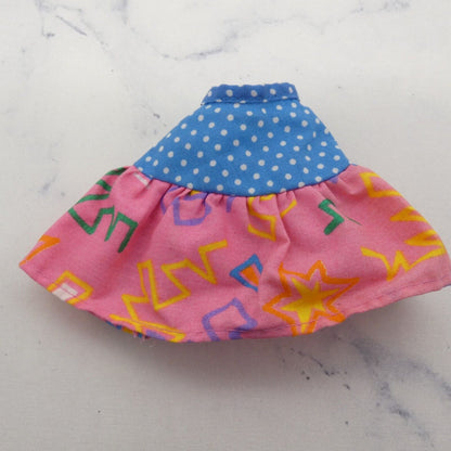 Barbie California Dream Doll Skirt Blue Polka Dot Waist Pink Geometric 1987 4439