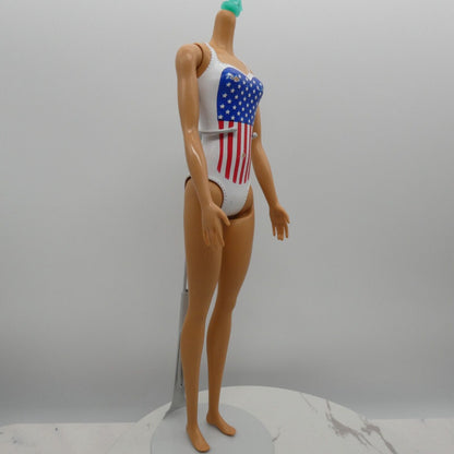 Barbie Doll Body Only Medium Light Skin USA Flag Molded Suit Beach 2019 GPB17