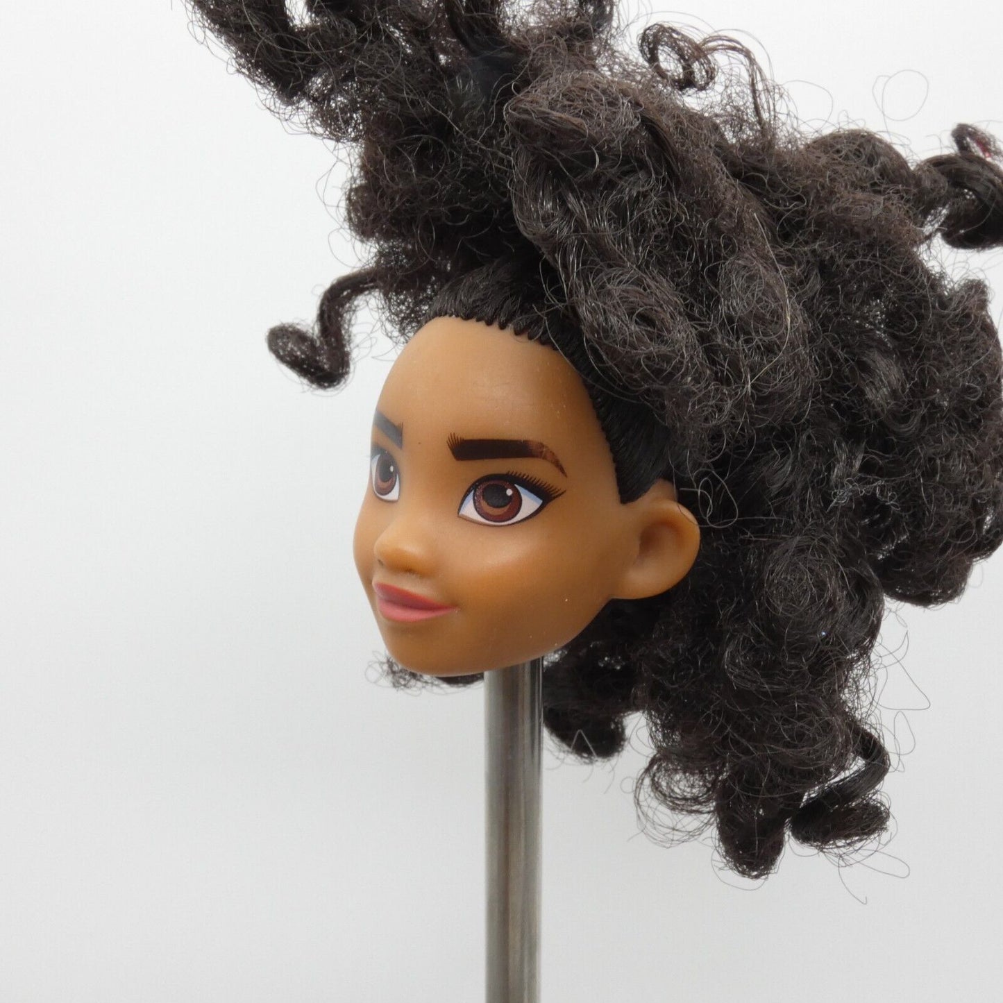 Disney Moana Doll Head Only Black Ponytail Curly Wavy Hair Pacific Islander