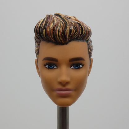 Barbie Beach Ken Doll Head Molded Black Bronze Blonde Hair OOAK 2022 HDK53