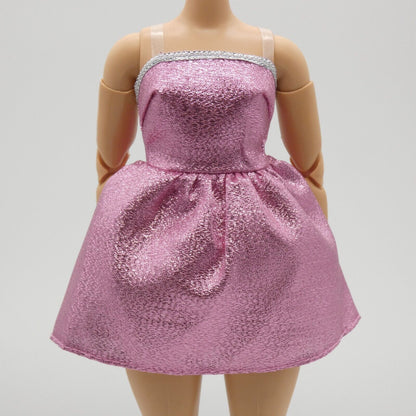 Barbie Doll Pink Shimmer Dress Strapless Fit And Flare Fits Curvy Looks 24