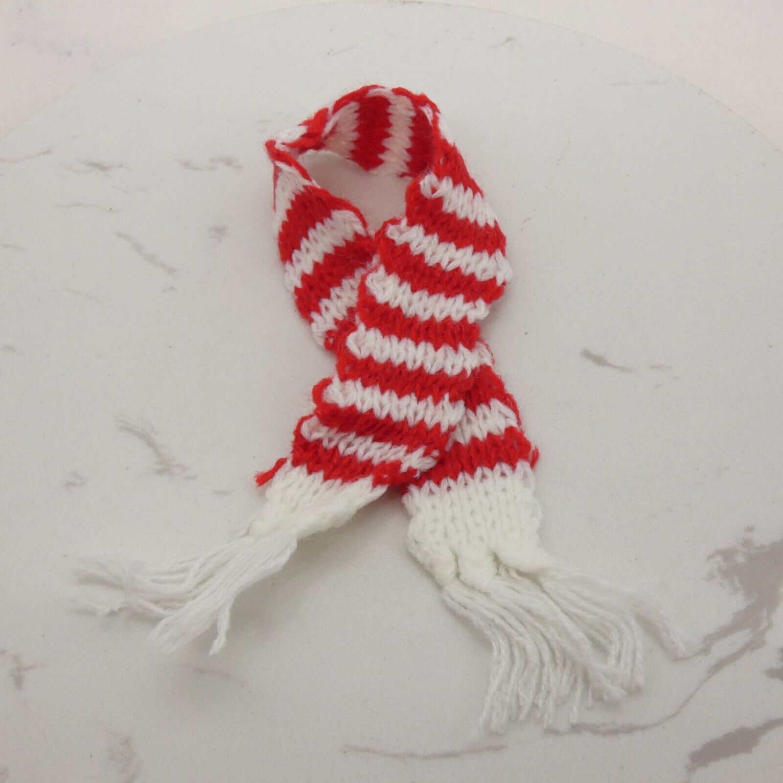 Scarf For Integrity Toys Barbie Size Doll Red White Stripe Fringe Knitted FR