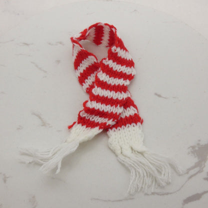 Scarf For Integrity Toys Barbie Size Doll Red White Stripe Fringe Knitted FR