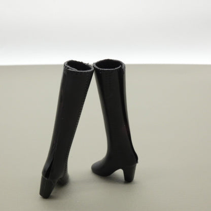 Barbie Doll Size Shoes Black Tall Boots High Heel Vinyl Fits Fashionistas MTM