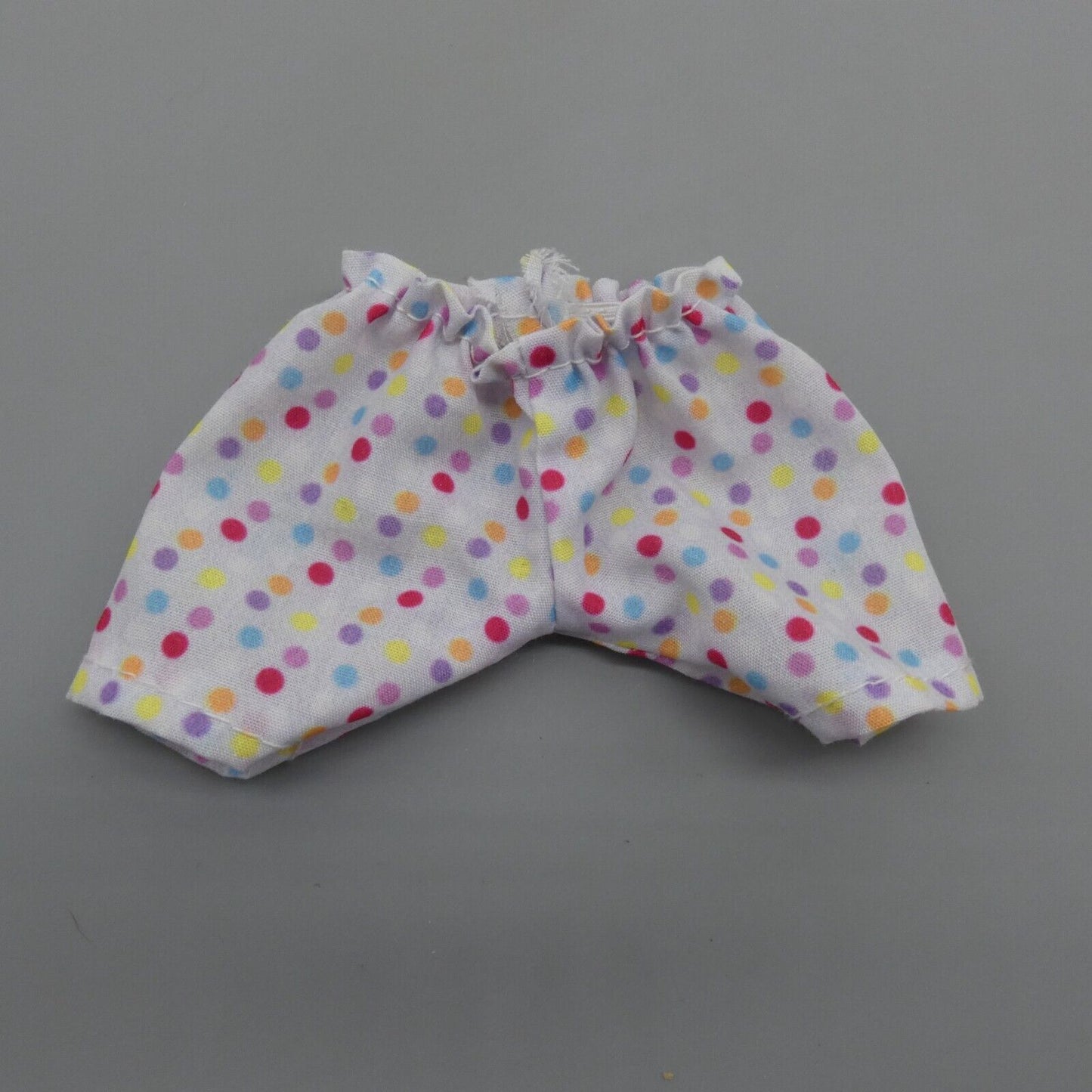 Barbie Doll Size Shorts White Multicolor Rainbow Polka Dots Elastic Waist