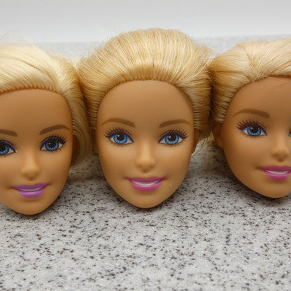 Barbie Doll Head Lot of 3 Millie Face Blonde Blue Eyes Medium Light Skin J294