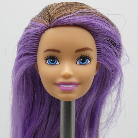 Barbie Skipper Babysitter Doll Head Brown Hair Purple Eyes Light Skin 2018 FJB00