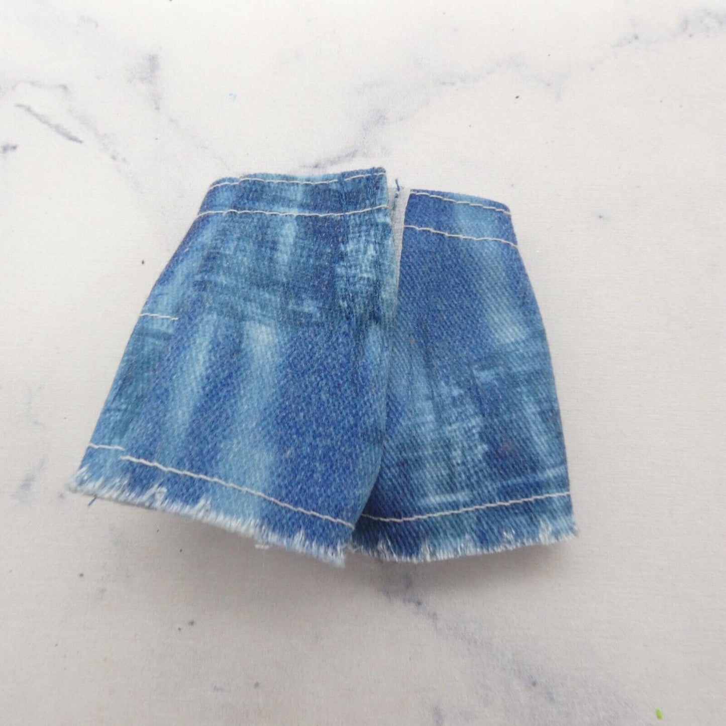 Barbie Curvy Doll Shorts Blue Jean Distressed Denim Like Raw Hem