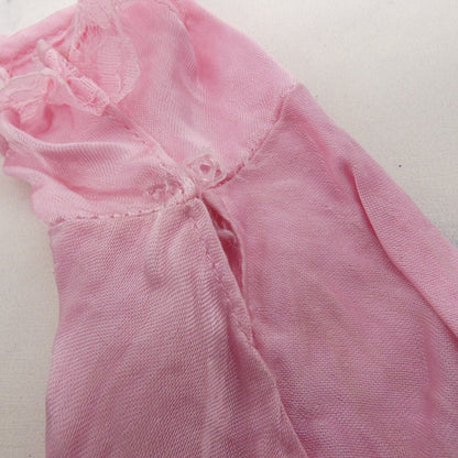 Barbie Doll Size Dress Pink Satiny Lacy Sleeveless Full Length Maxi Gown