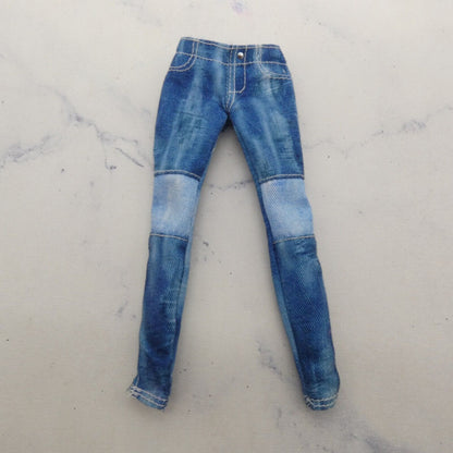 Barbie Doll Size Pants Blue Jean Denim Like Patchwork Skinny Fits Fashionistas