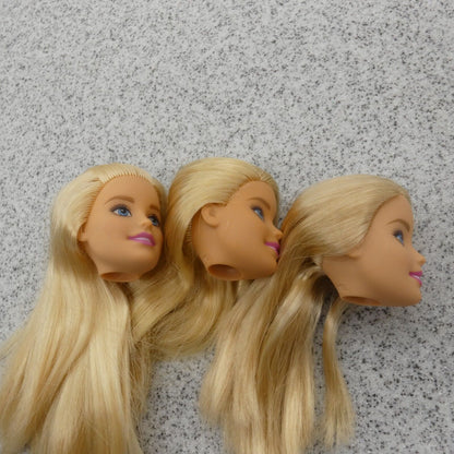 Barbie Doll Head Lot of 3 Millie Face Blonde Blue Eyes Medium Light Skin J292