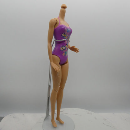 Barbie Doll Body Only Medium Light Skin Purple Suit 2016 Pup Pool Mattel DMC32