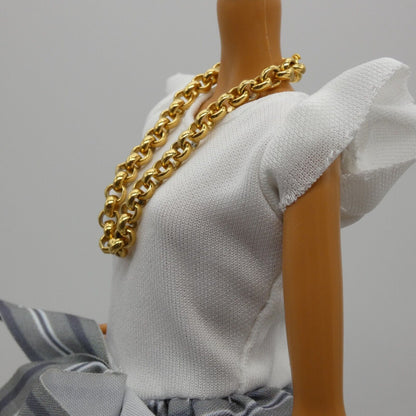 Barbie Doll Size Chunky Gold Tone Chain Necklace Classic Fashion Cable