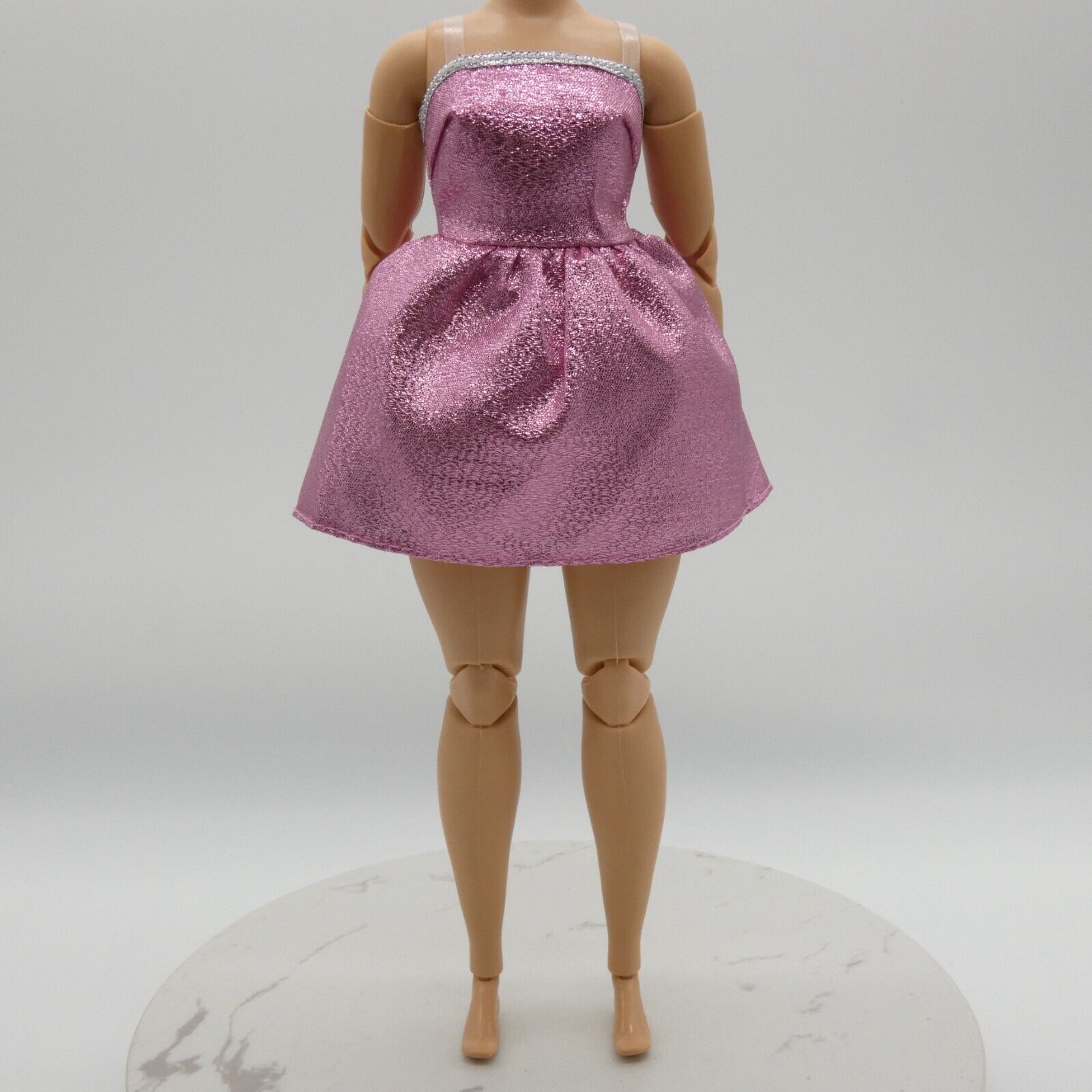 Barbie Doll Pink Shimmer Dress Strapless Fit And Flare Fits Curvy Looks 24