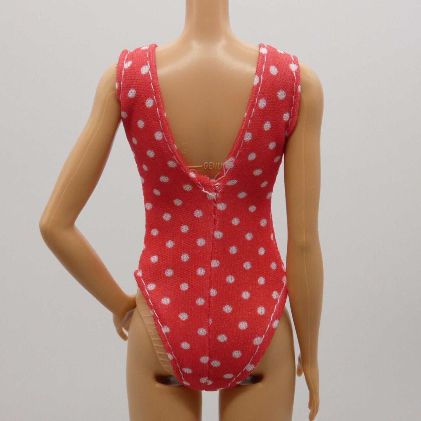 Barbie Doll Size Swimsuit Red White Polka Dot Bathing Suit One Piece Clone J5