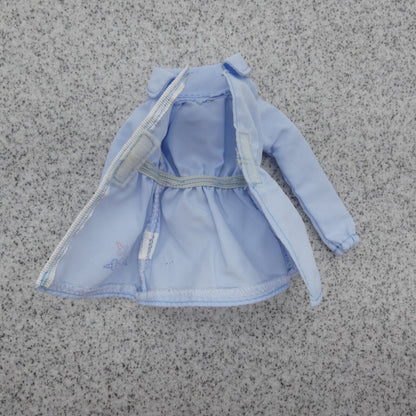 Barbie Doll Coat Jacket Blue Windbreaker Cinched Waist Long Sleeve Snowflake