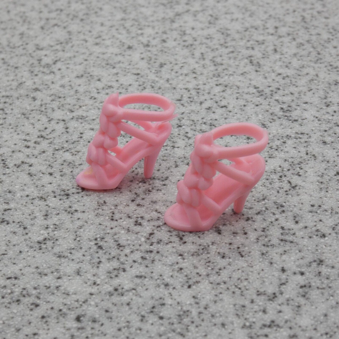 Barbie Doll Size Shoes High Heel Pink Open Toe Sandals Ankle Strap Clone