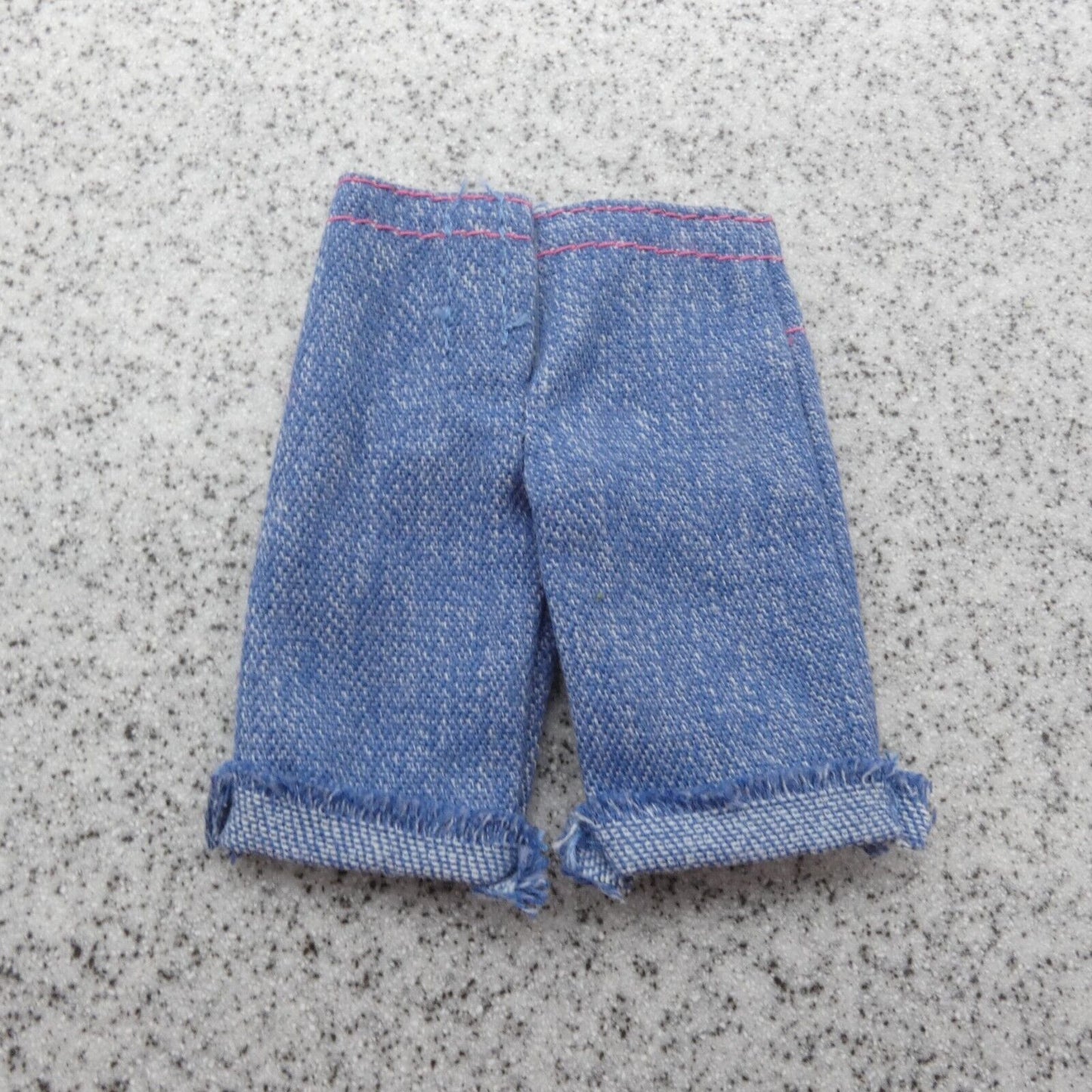 Barbie Doll Size Shorts Blue Jeans Denim Like Knee Length Rolled Cuff Button