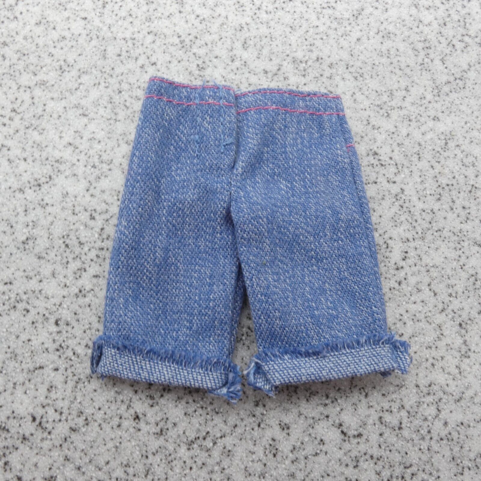 Barbie Doll Size Shorts Blue Jeans Denim Like Knee Length Rolled Cuff Button