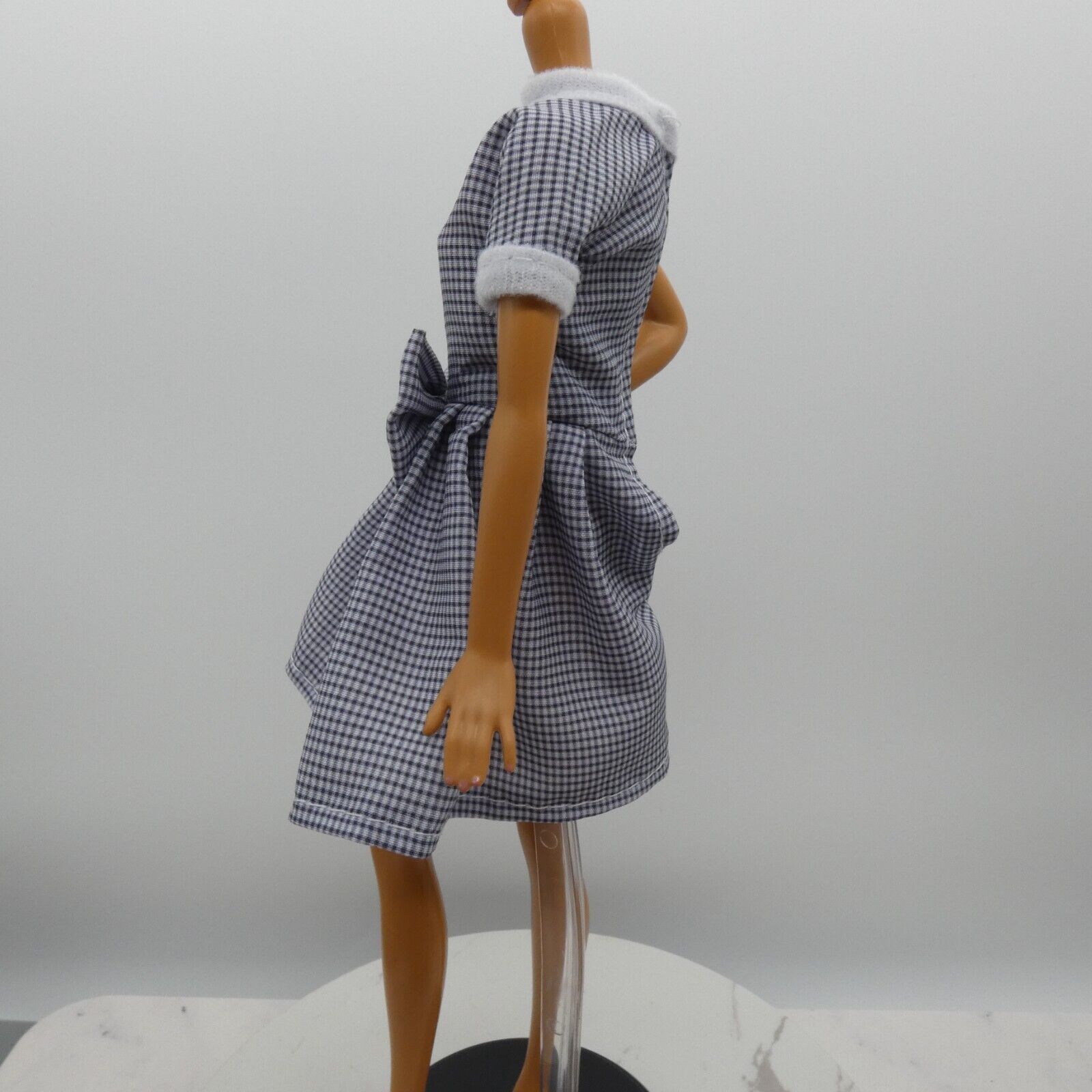 Barbie Doll Size Fashion Dress Black White Check Retro Lucy Fits Model Muse MTM