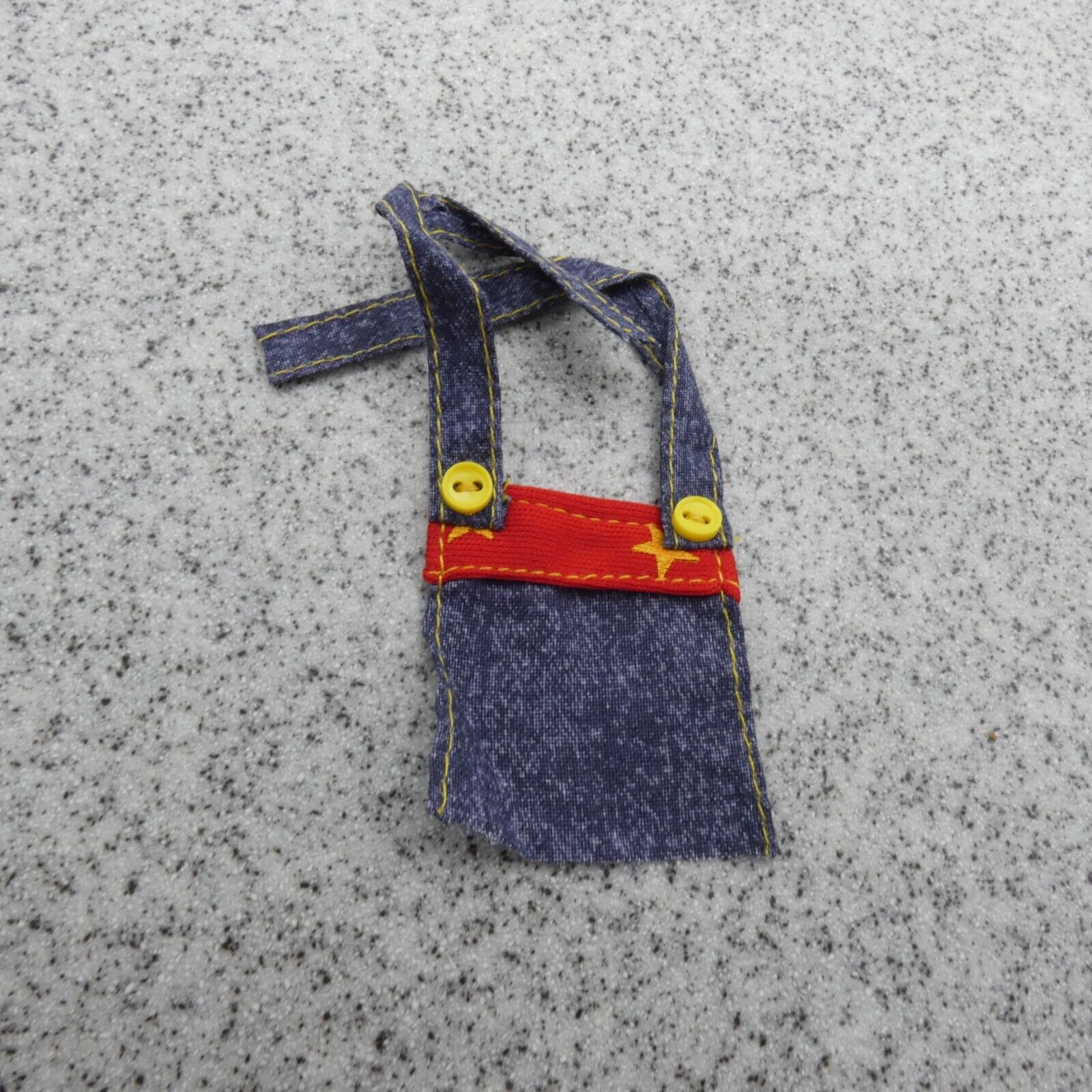 Barbie Doll Pants Blue Jean Denim Like High Waist Red Rolled Cuff Bag Bib Apron