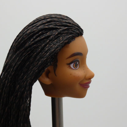 Disney Wish Asha Doll Head Freckles Medium Light Skin Micro Blades Mattel HPX23