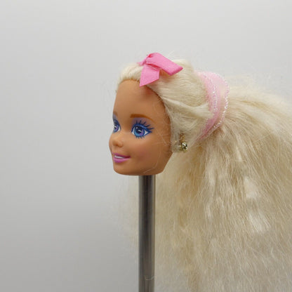 Barbie Locket Surprise Doll Head Wavy Crimped Hair Pink Bow 1993 Mattel 10963