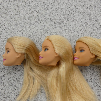 Barbie Doll Head Lot of 3 Millie Face Blonde Blue Eyes Medium Light Skin J292