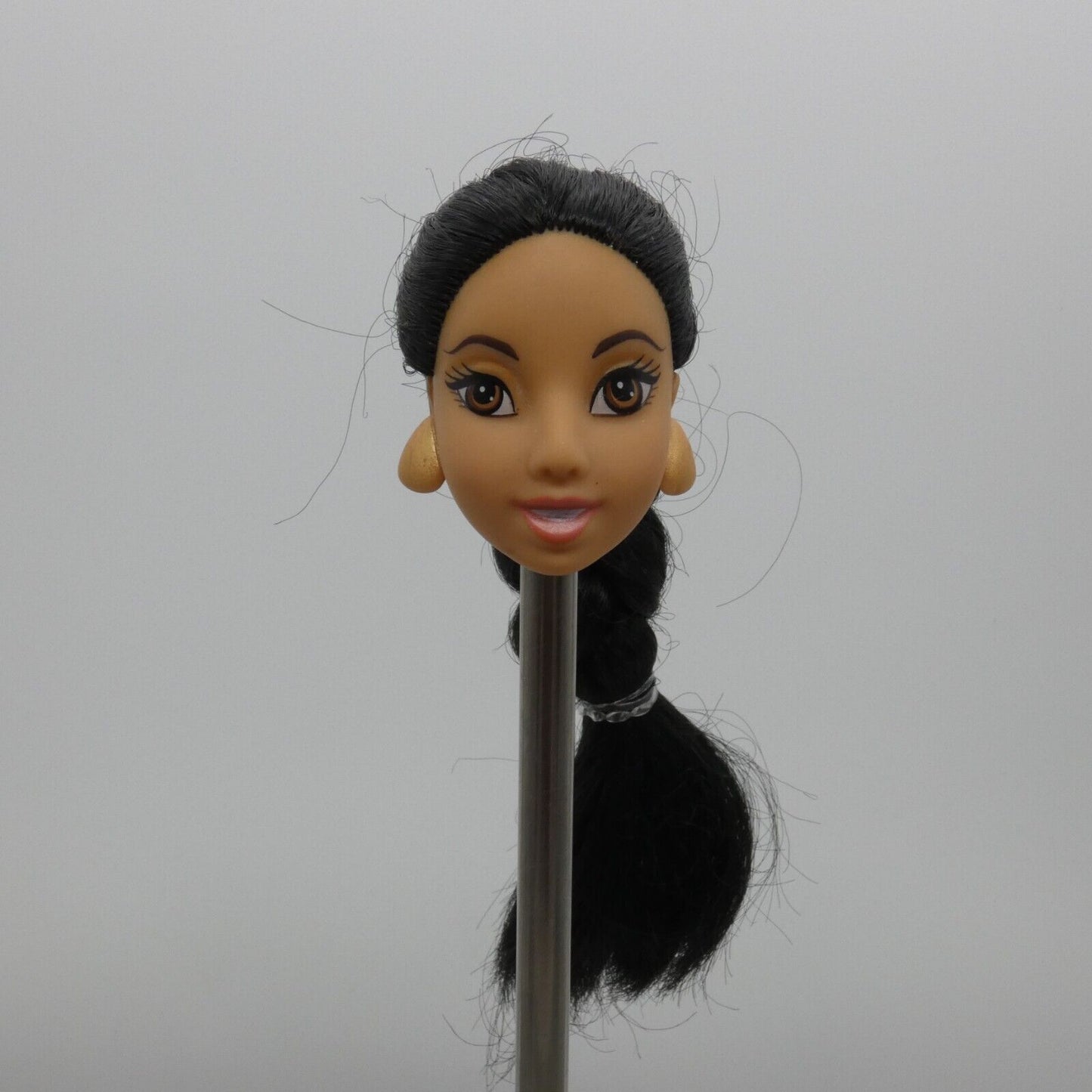 Disney Sparkling Princess Jasmine Doll Head Only 2011 Black Hair Molded Earrings