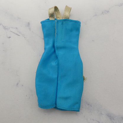 Barbie Doll Fashion Dress Turquoise Blue Sleeveless Tank Gold Accents Mattel