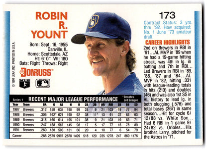 1992 Donruss #173 Robin Yount NRMT