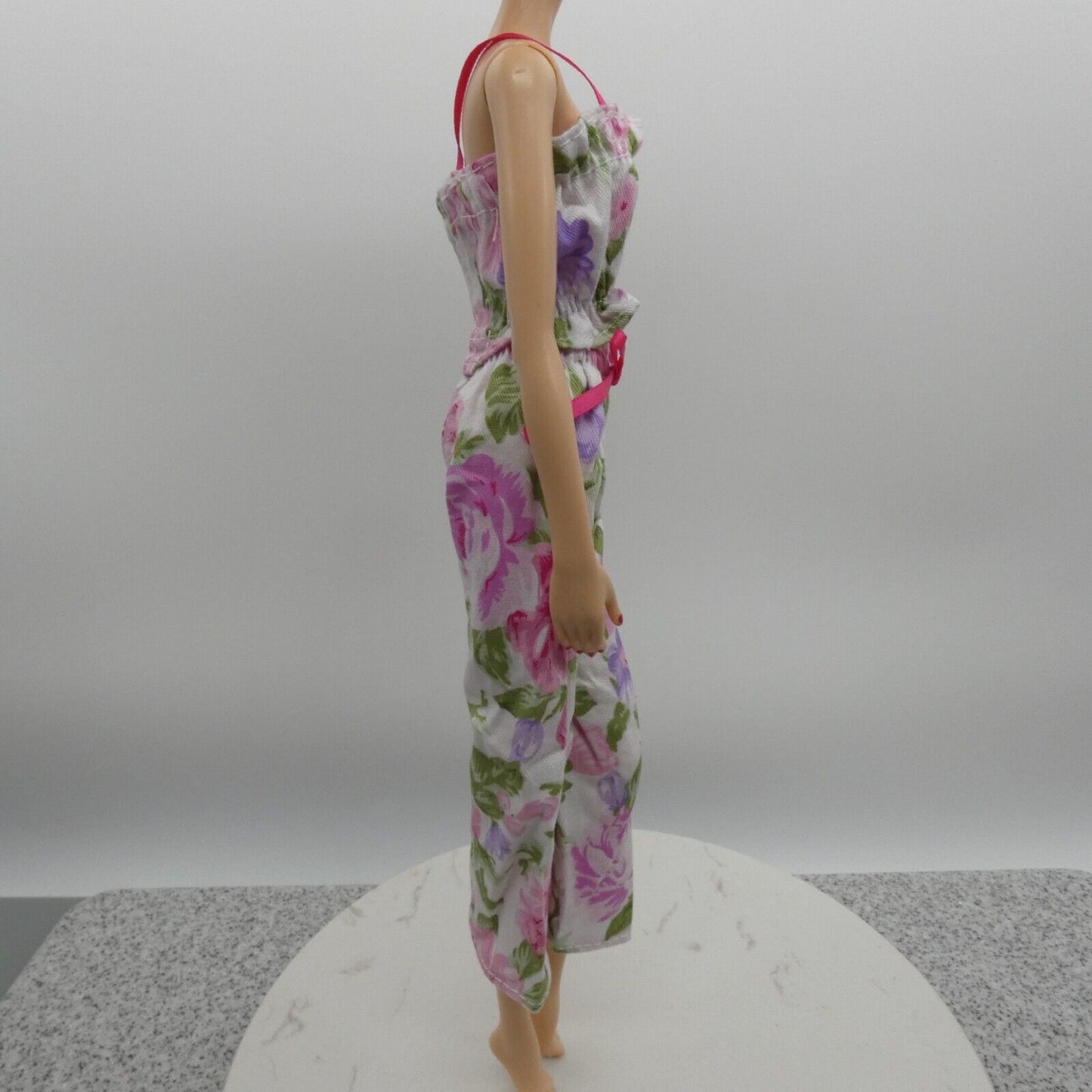 Barbie Doll Size Outfit Pink Floral Tank Top Wide Leg Pants Fit Model Muse MTM