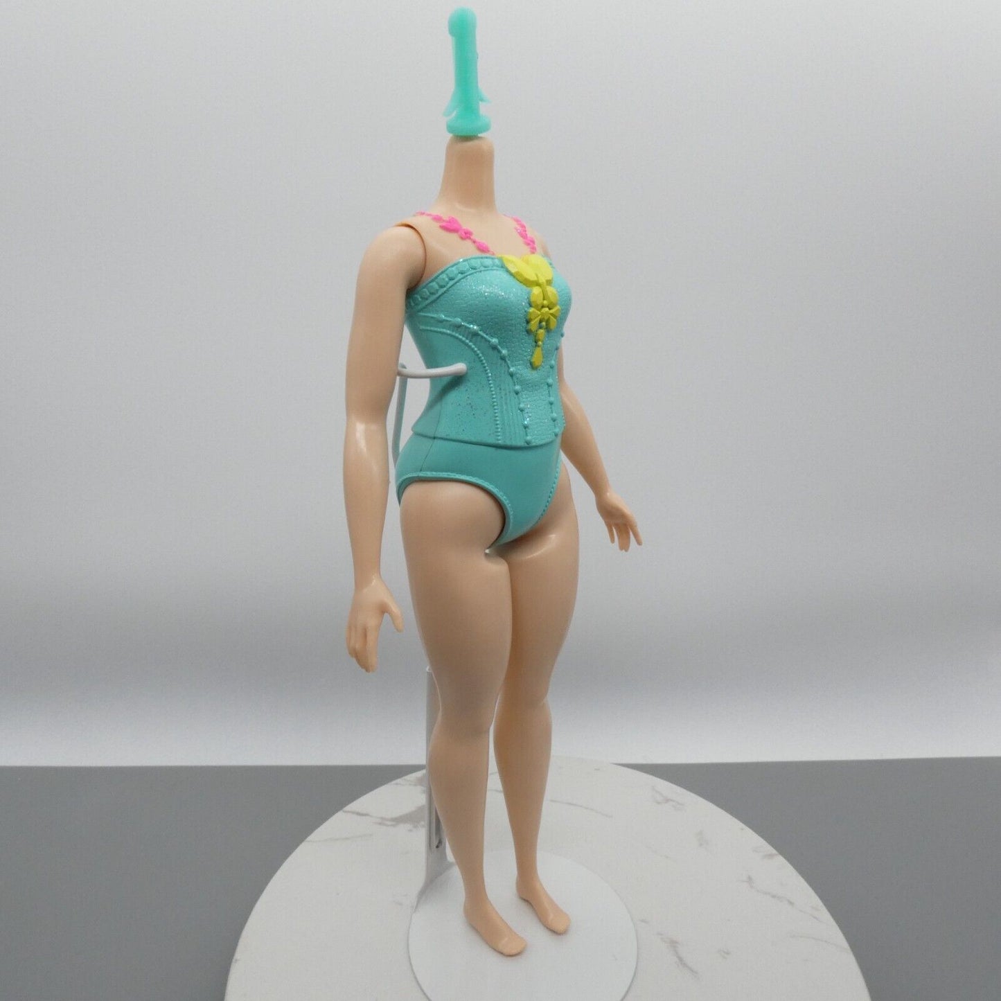 Barbie Dreamtopia Curvy Doll Body Only Turquoise Aqua Molded Bodysuit 2020 GJK16