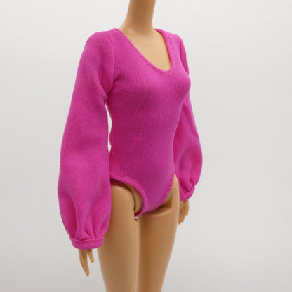 Barbie Doll Bodysuit Pink Magenta Long Sleeve Fits Bellybutton Fashionistas Tall