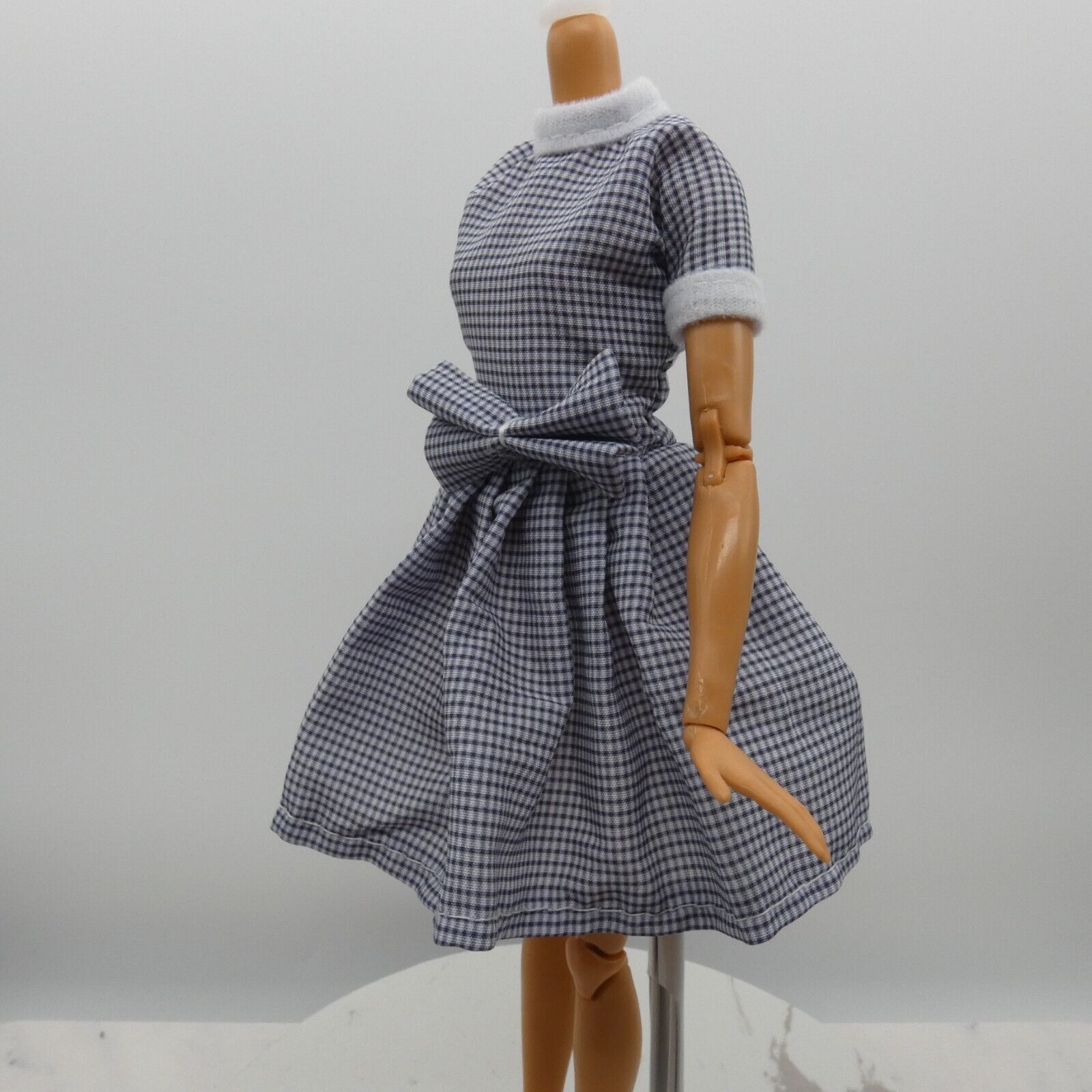 Barbie Doll Size Fashion Dress Black White Check Retro Lucy Fits Model Muse MTM