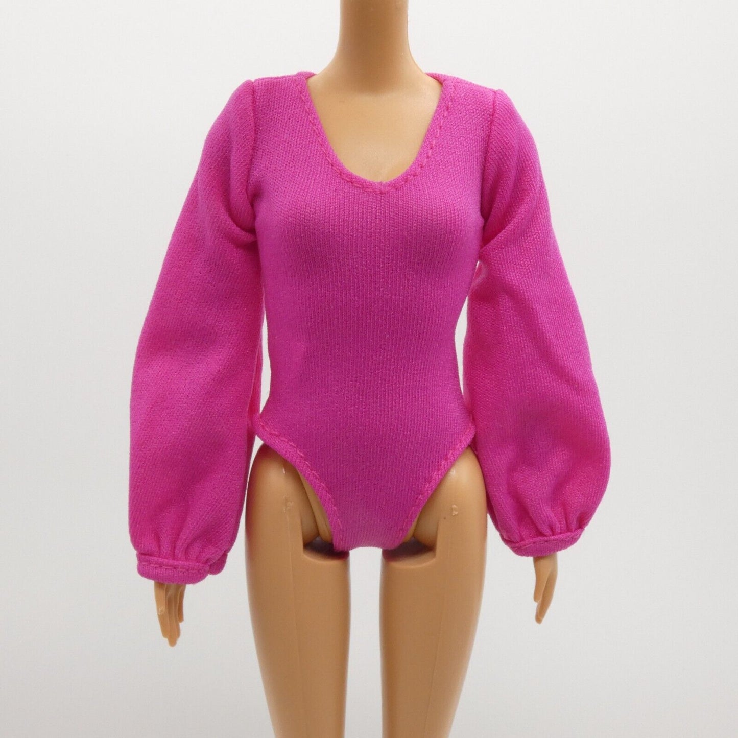 Barbie Doll Bodysuit Pink Magenta Long Sleeve Fits Bellybutton Fashionistas Tall