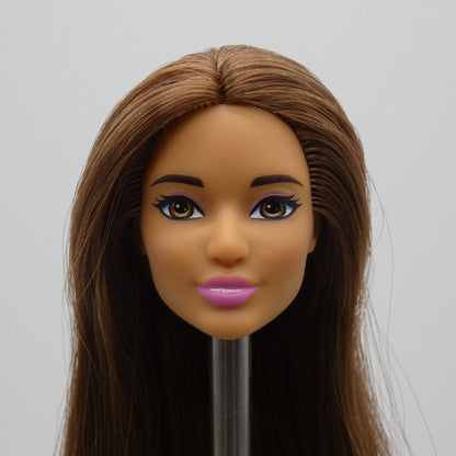 Barbie Dreamtopia June Face Doll Head Brown Hair Medium Light Skin Mattel FVR05