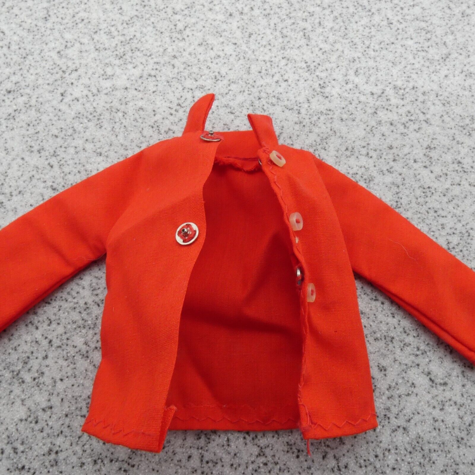 Barbie Doll Size Shirt Top Red Blouse Front Closure Long Sleeve Collar Homemade