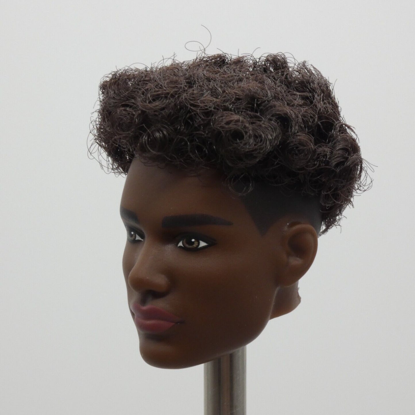 Barbie Looks 25 AA Doll Head Ken Basic Face Dark Skin Rooted Hair HRM17 2024