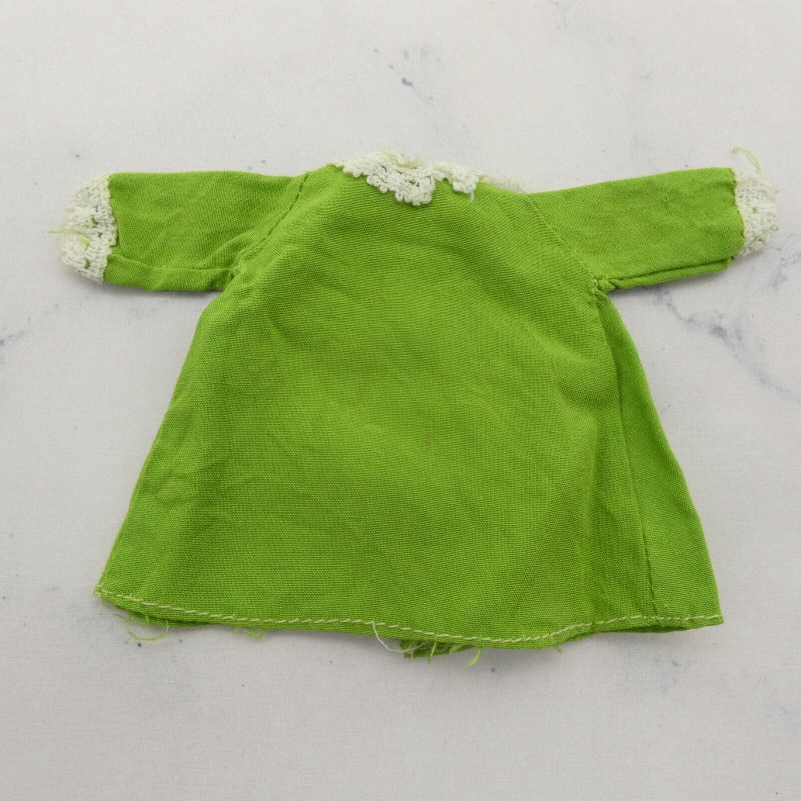 Barbie Doll Size Top Green 3/4 Long Sleeve Lace Trim Homemade Vintage TLC