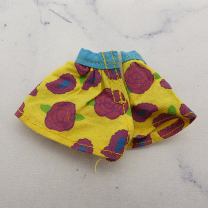 Barbie Doll Size Mini Skirt Yellow Floral Rose Print 80s 90s Superstar