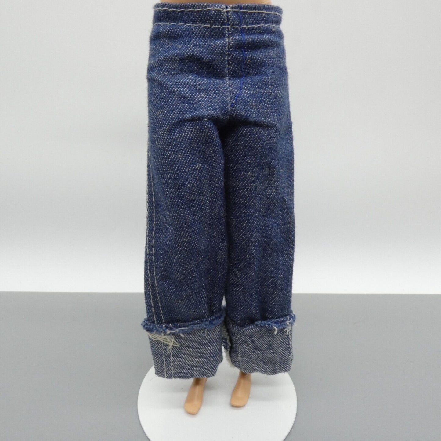 Barbie Doll Size Pants Blue Jean Wide Leg Rolled Cuff Distress Fits Fashionistas