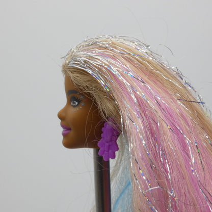 Barbie Fantasy Hair Doll Head Carnaval Face AA Pink Blue Blonde Hair 2020 GHN05