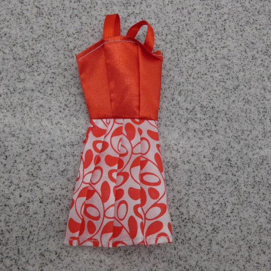 Barbie Doll Size Fashion Dress Red Bodice White Skirt Tank Sleeveless Clone