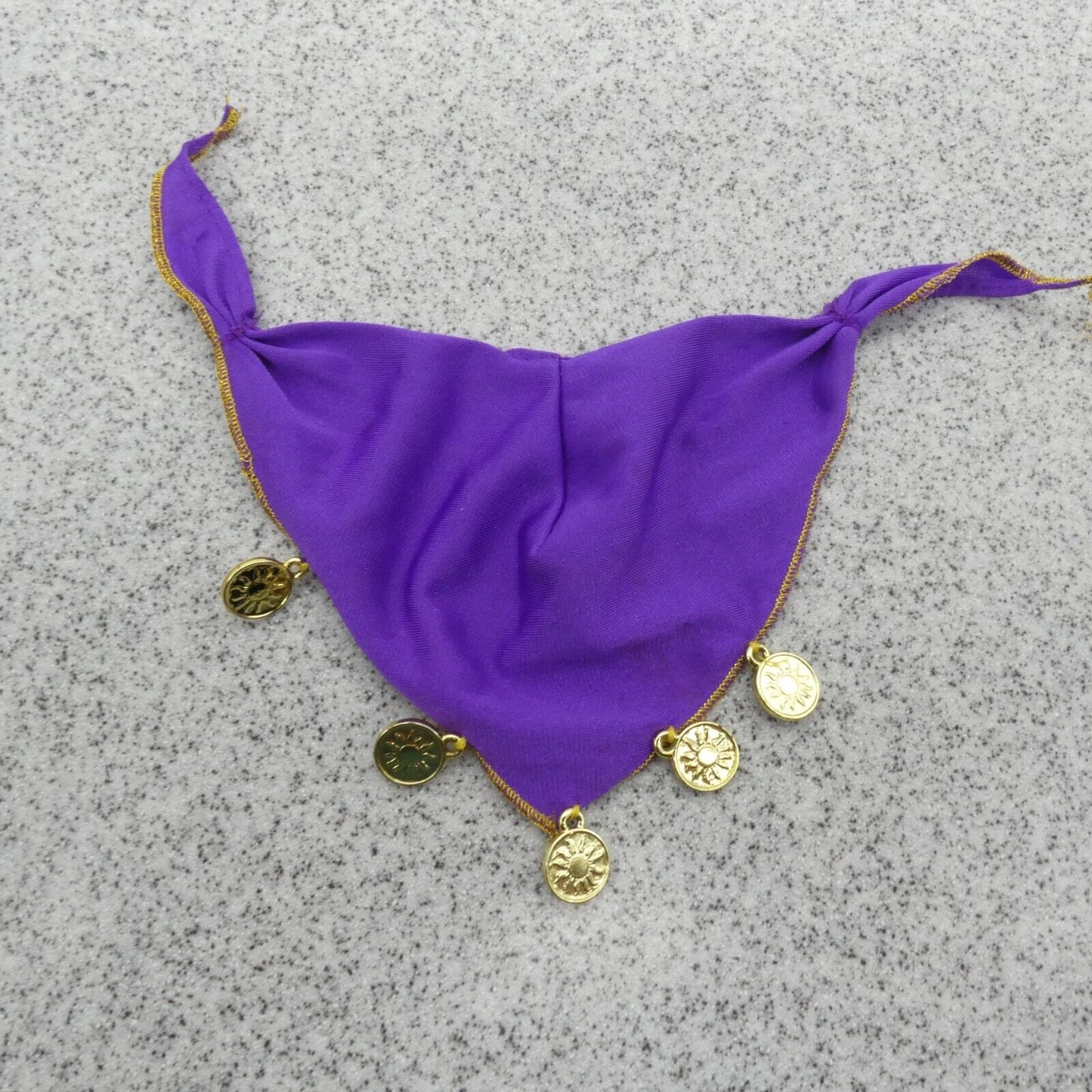 Barbie Doll Size Skirt Side Wrap Purple Gold Tone Dangle Sun Medallions