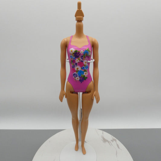 Barbie Water Play Doll Body Pink Molded Swimsuit Straight Arms Flat Feet DWK00