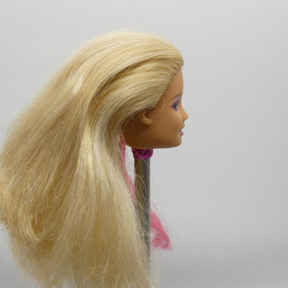 Barbie Doll Head Only Generation Girl CEO Face Blonde Pink Hair Extension Clip