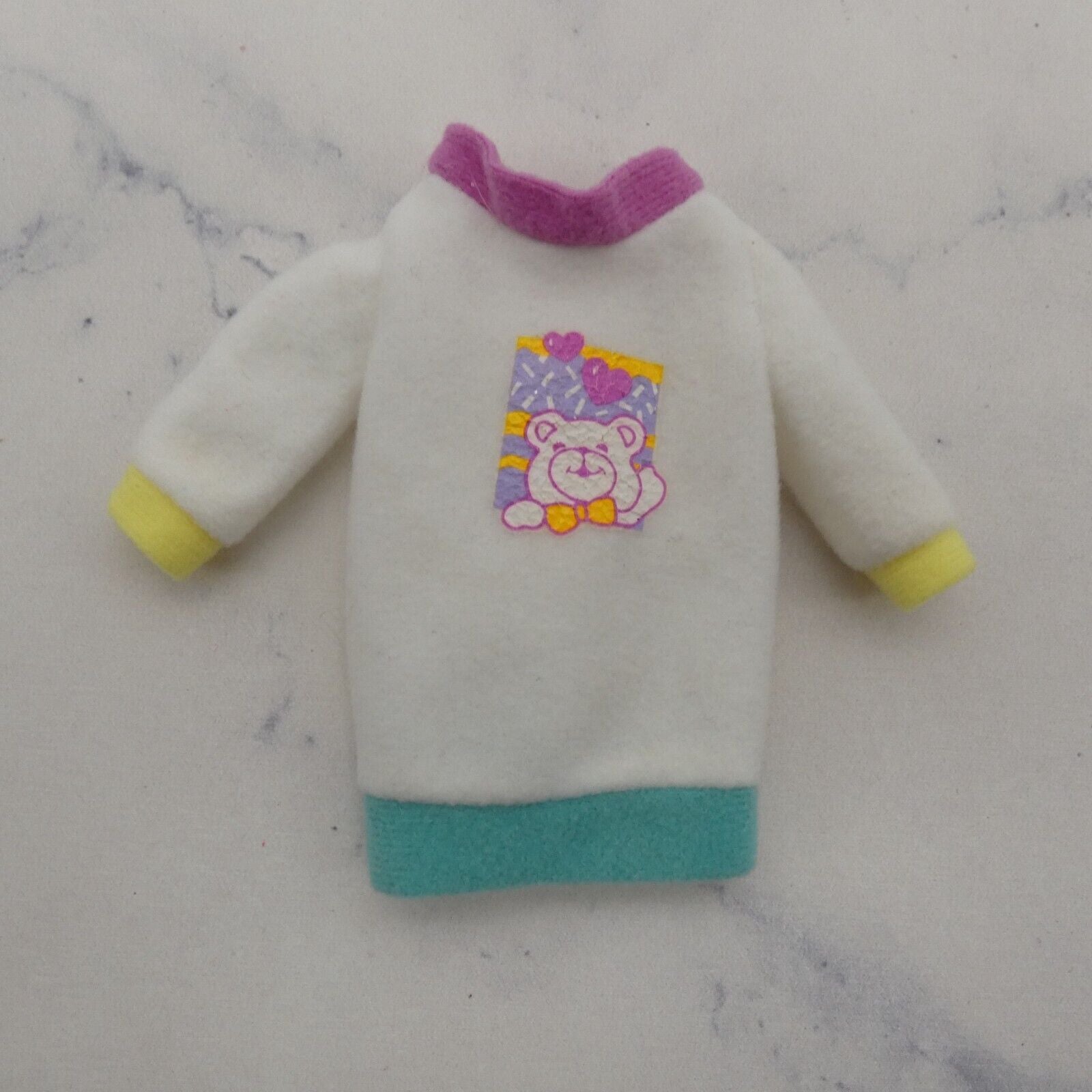 Barbie Babysitter Skipper Doll Sweater Shirt Top White Teddy Bear 1994 12071